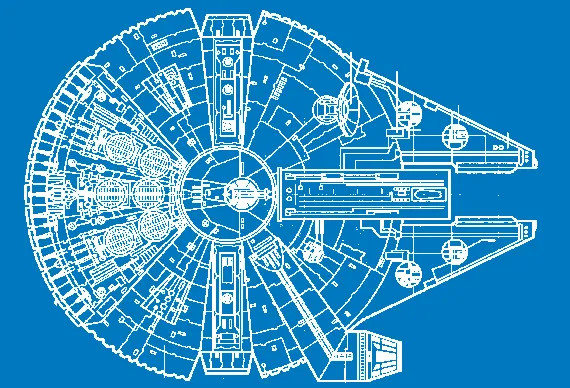 Millennium Falcon blue print HueForge