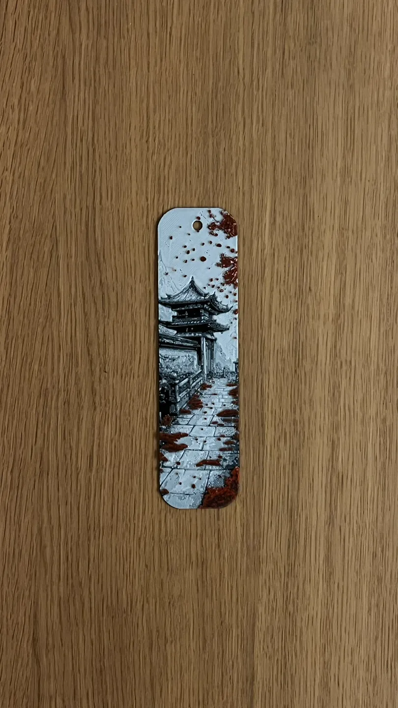 Japanese Castle & Cherry Blossom Bookmark Hueforge