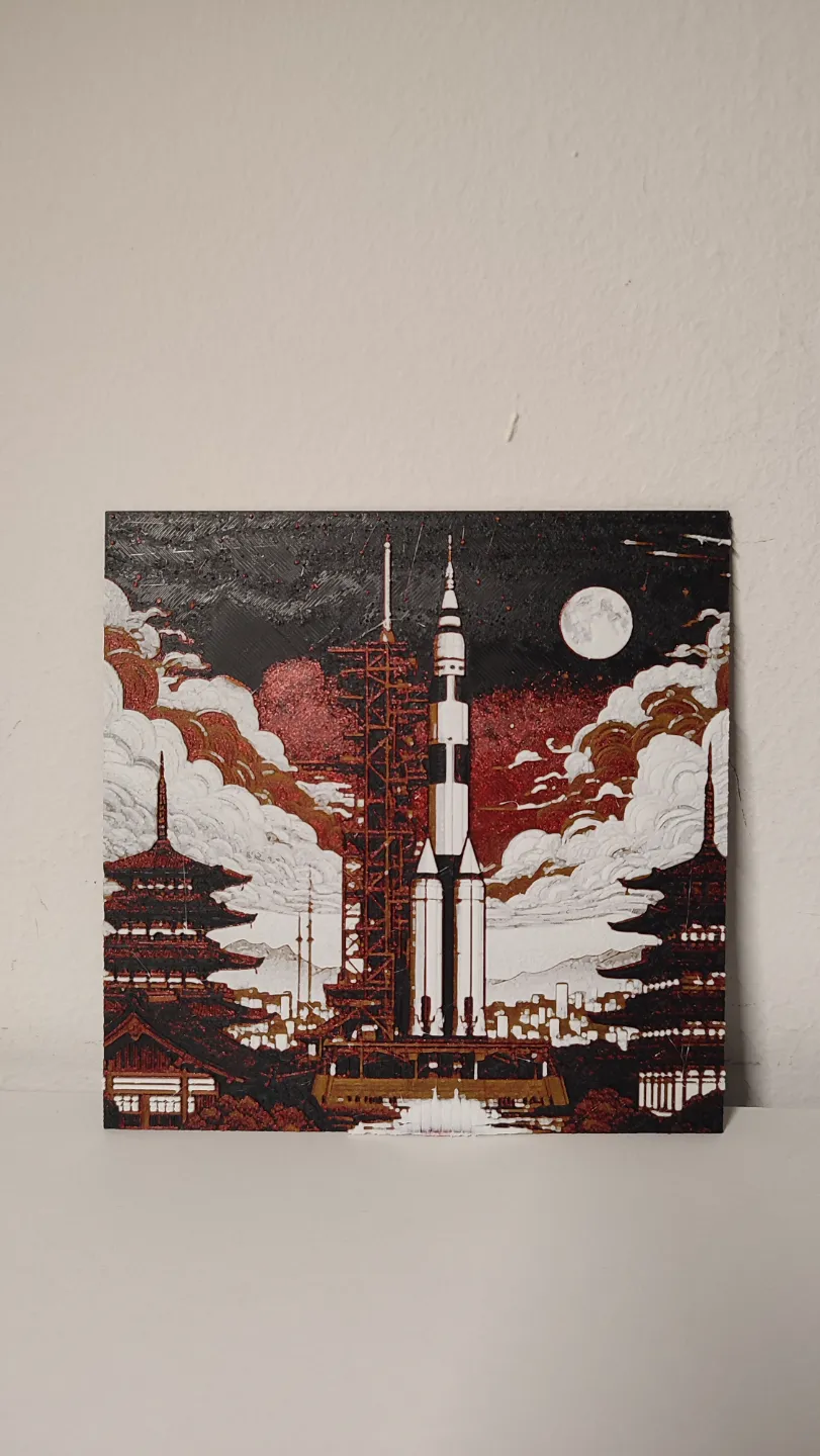 Space launcher ukiyo-e art style - Hue Forge