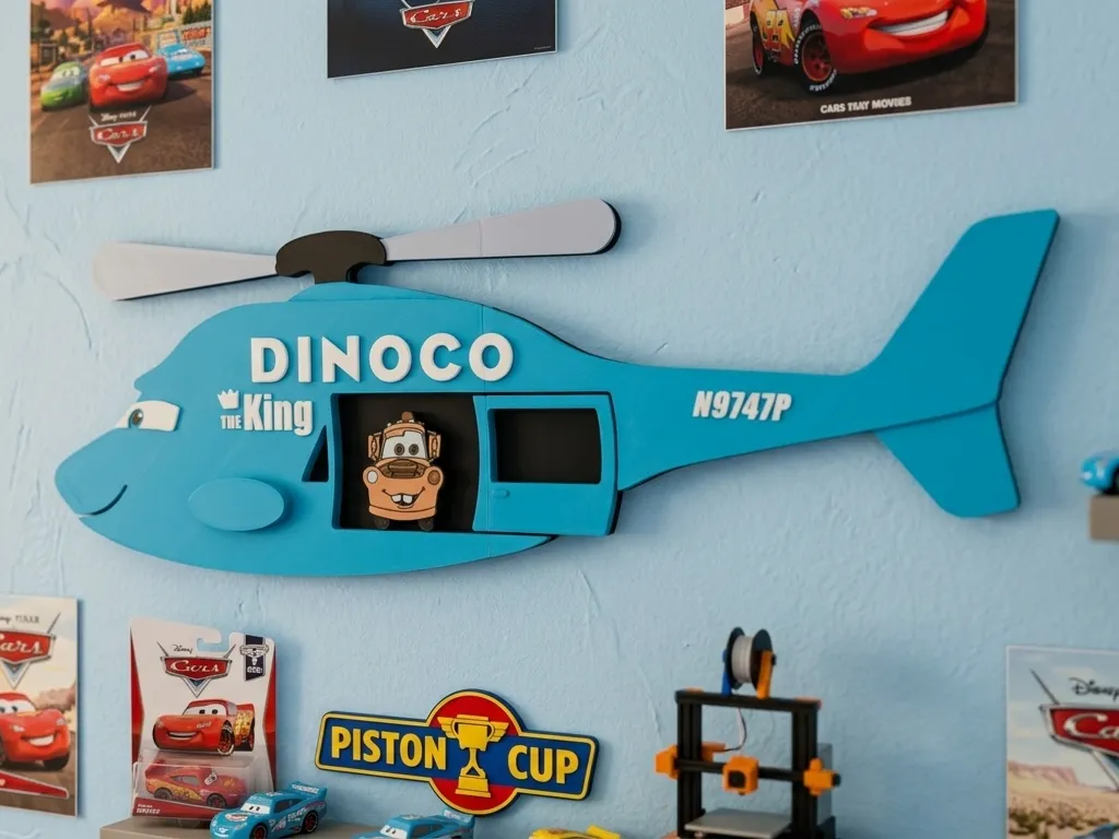 Dinoco Copter wall sign with removable Tow Mater