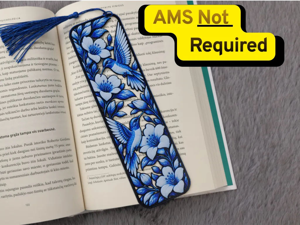 Blue Hummingbirds Floral Bookmark