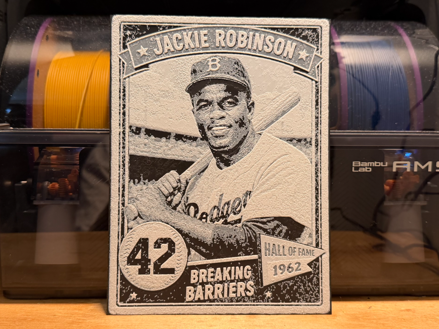 Jackie Robinson Vintage Baseball Card HueForge