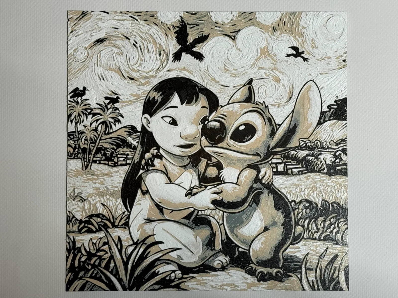 Lilo and Stitch Hueforge Style Van Gogh