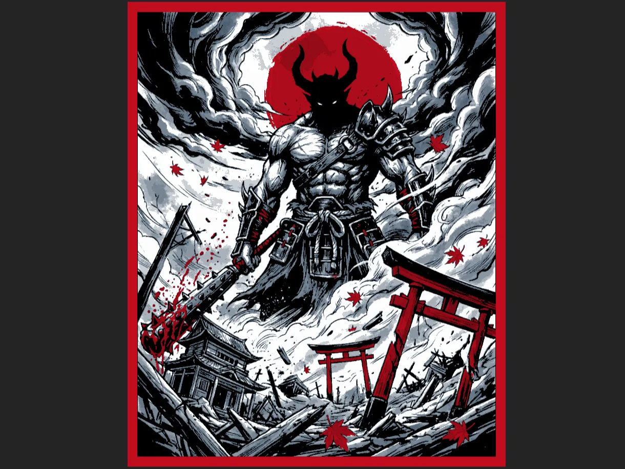 Demon Samurai – HueForge Wall Art