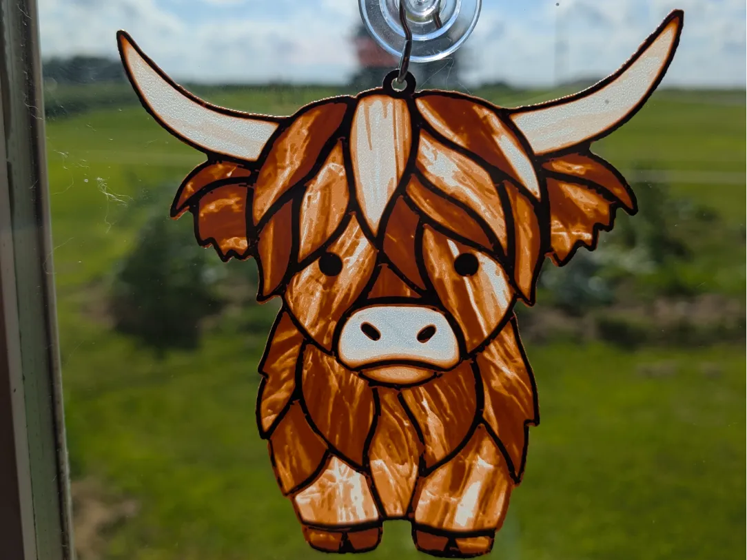 Highland Cow Sun Catcher / Stained Glass- Hueforge