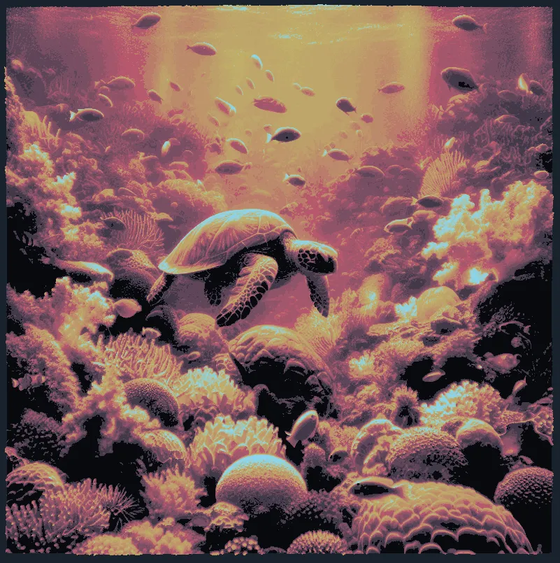 Turtle in sea - Hueforge - Glow in the dark