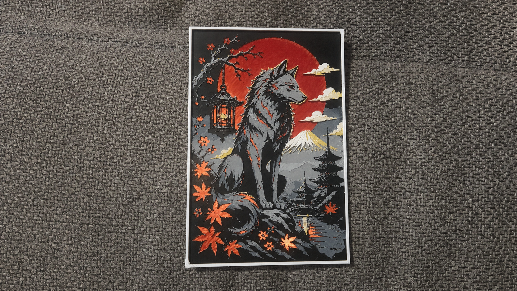 Okami Wolf - Japanese Landscape HueForge