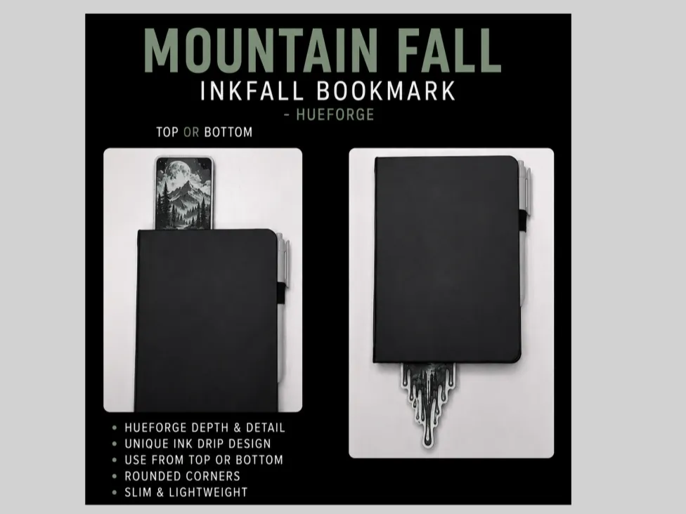 Mountain Fall Inkfall Bookmark - Hueforge