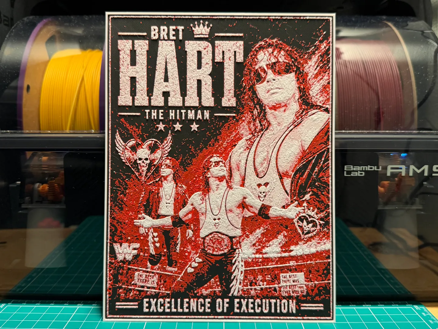 Bret Hart WWE Poster HueForge