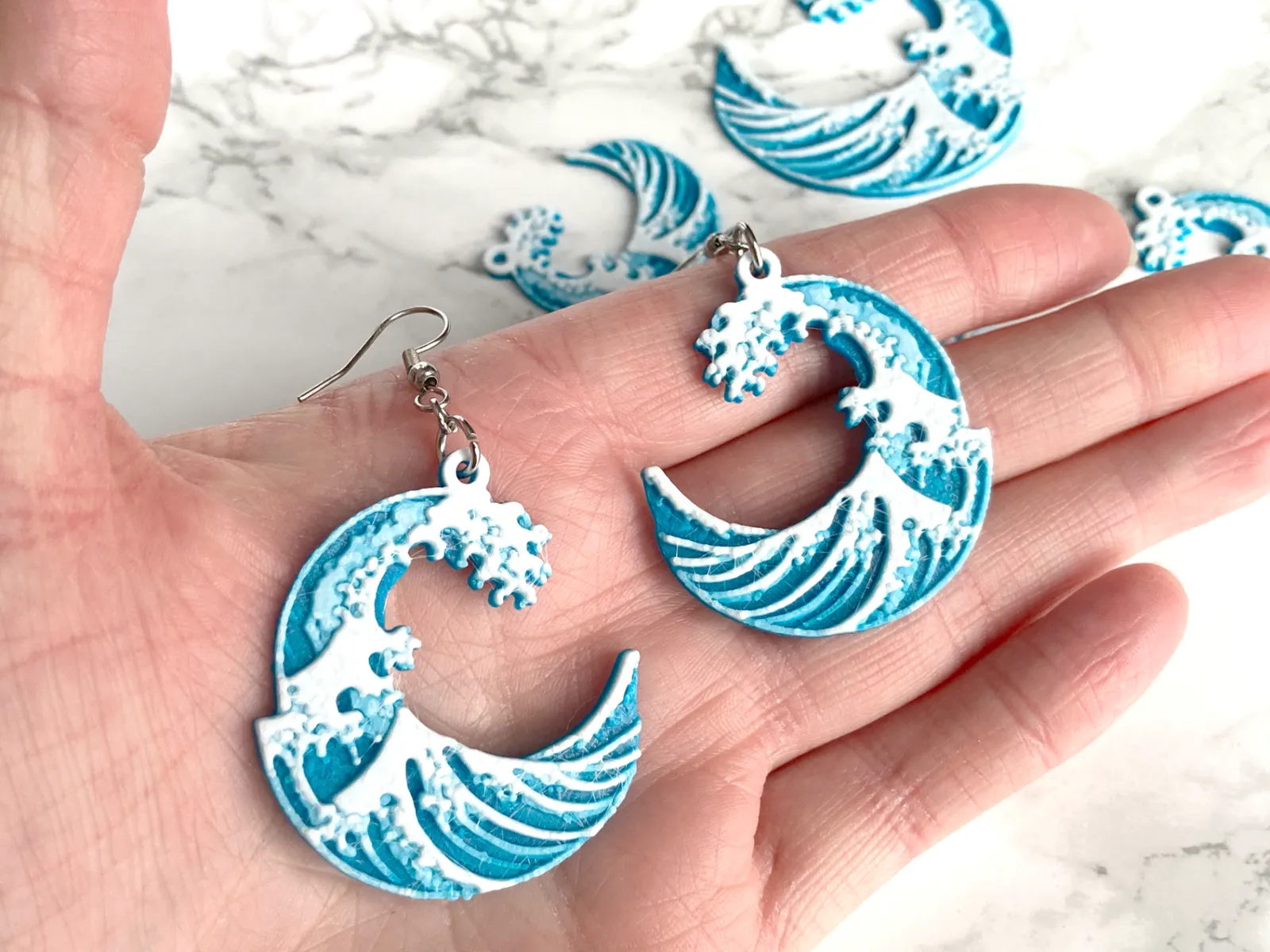 The Great Wave off Kanagawa HueForge Earrings