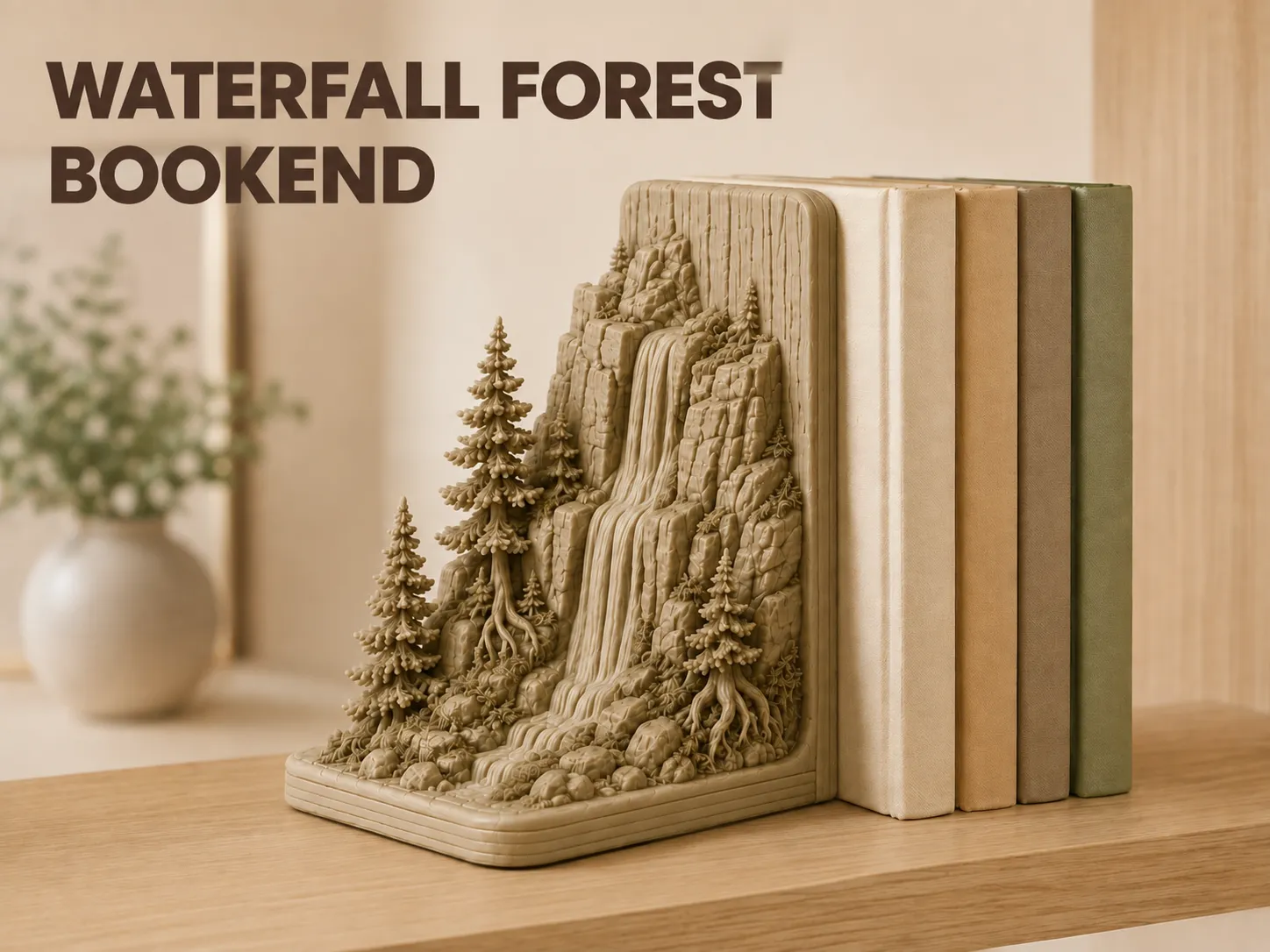 Waterfall Forest Bookend – Nature Book Holder
