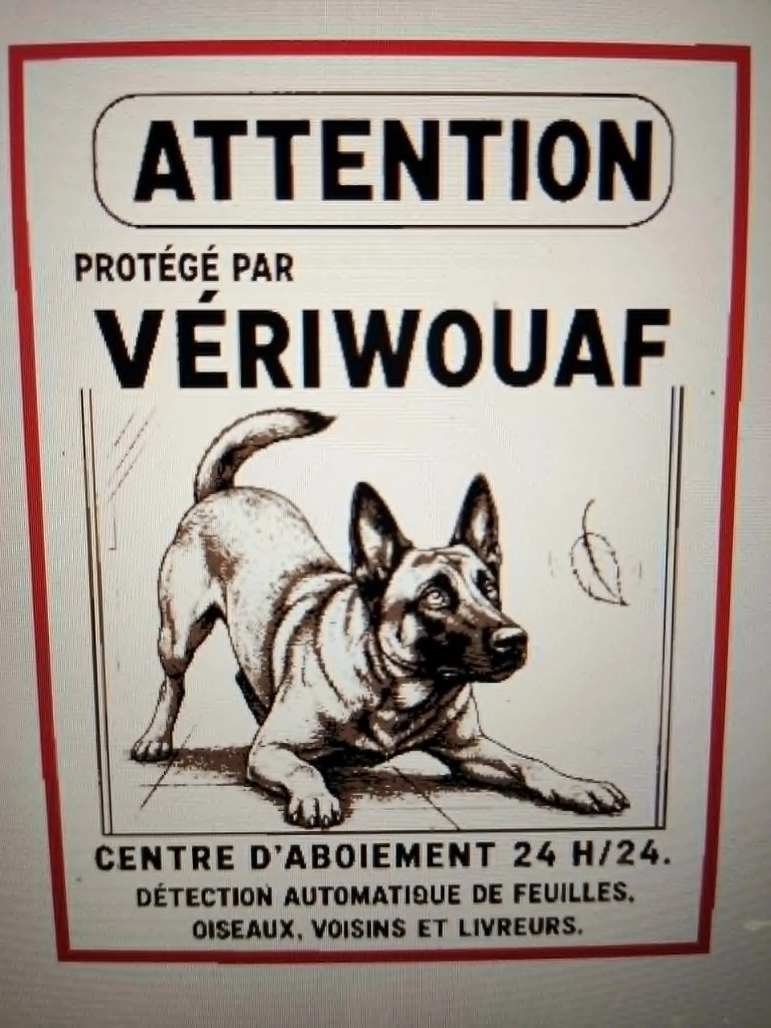 malinois pancarte humoristique