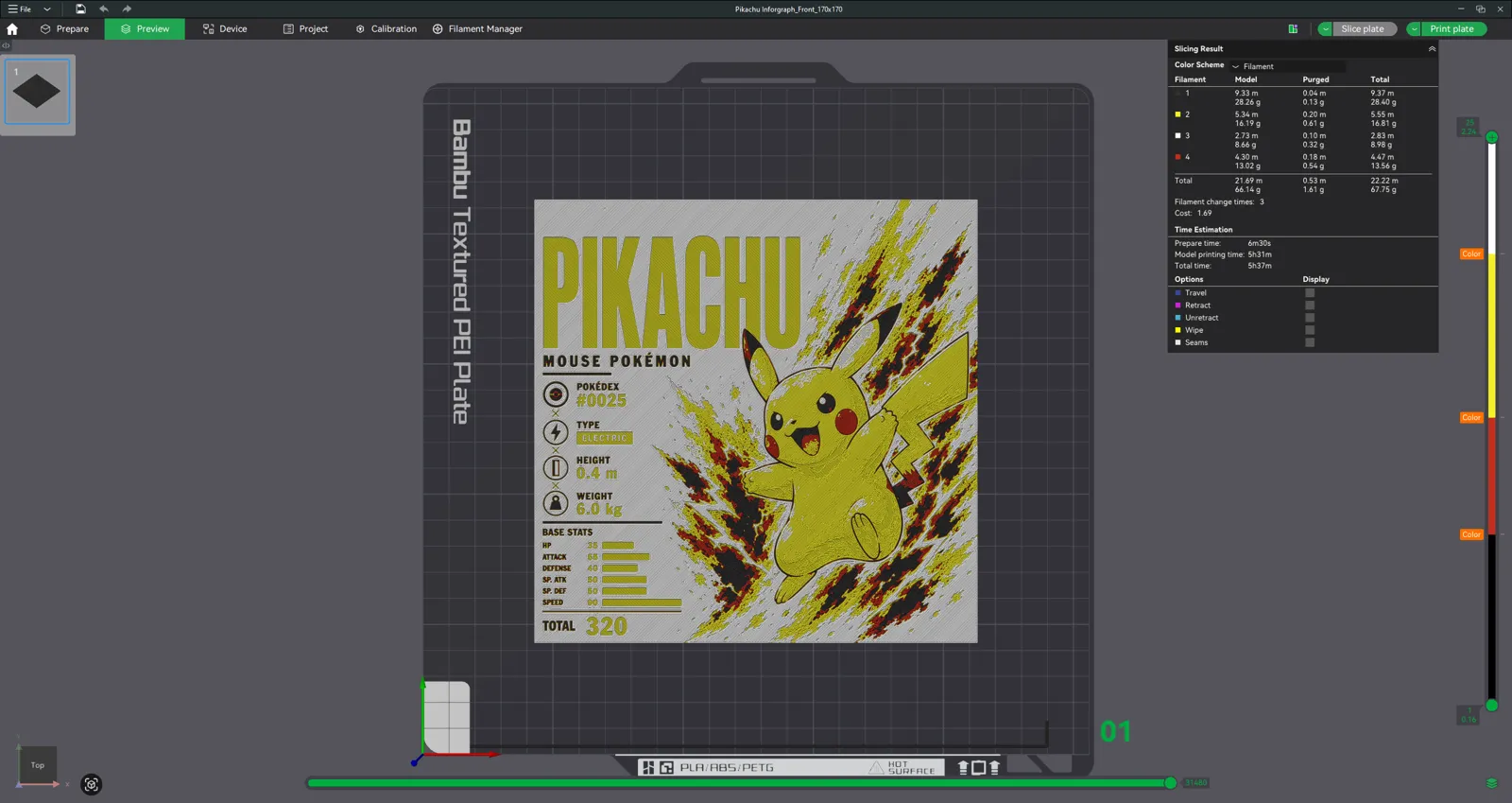 Pikachu Infographic Hueforge