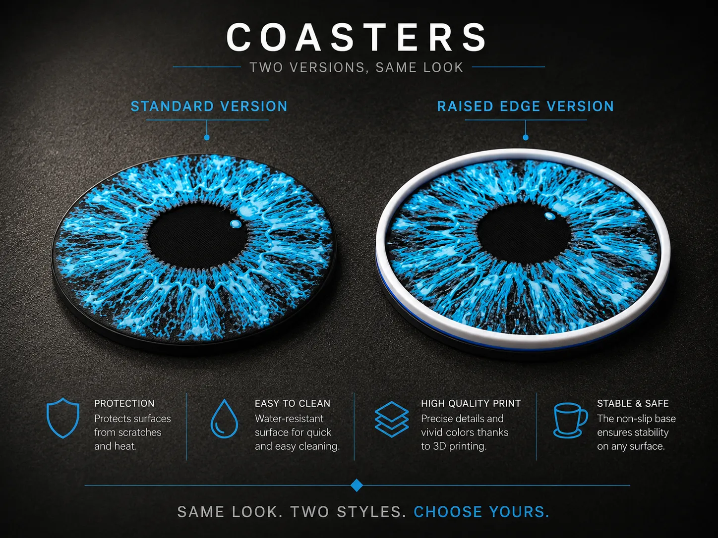 Ultra-Realistic Iris Coasters | Infinite Colors