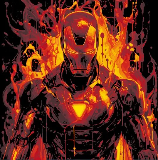 Iron man melting trippy 4 color HUEFORGE print