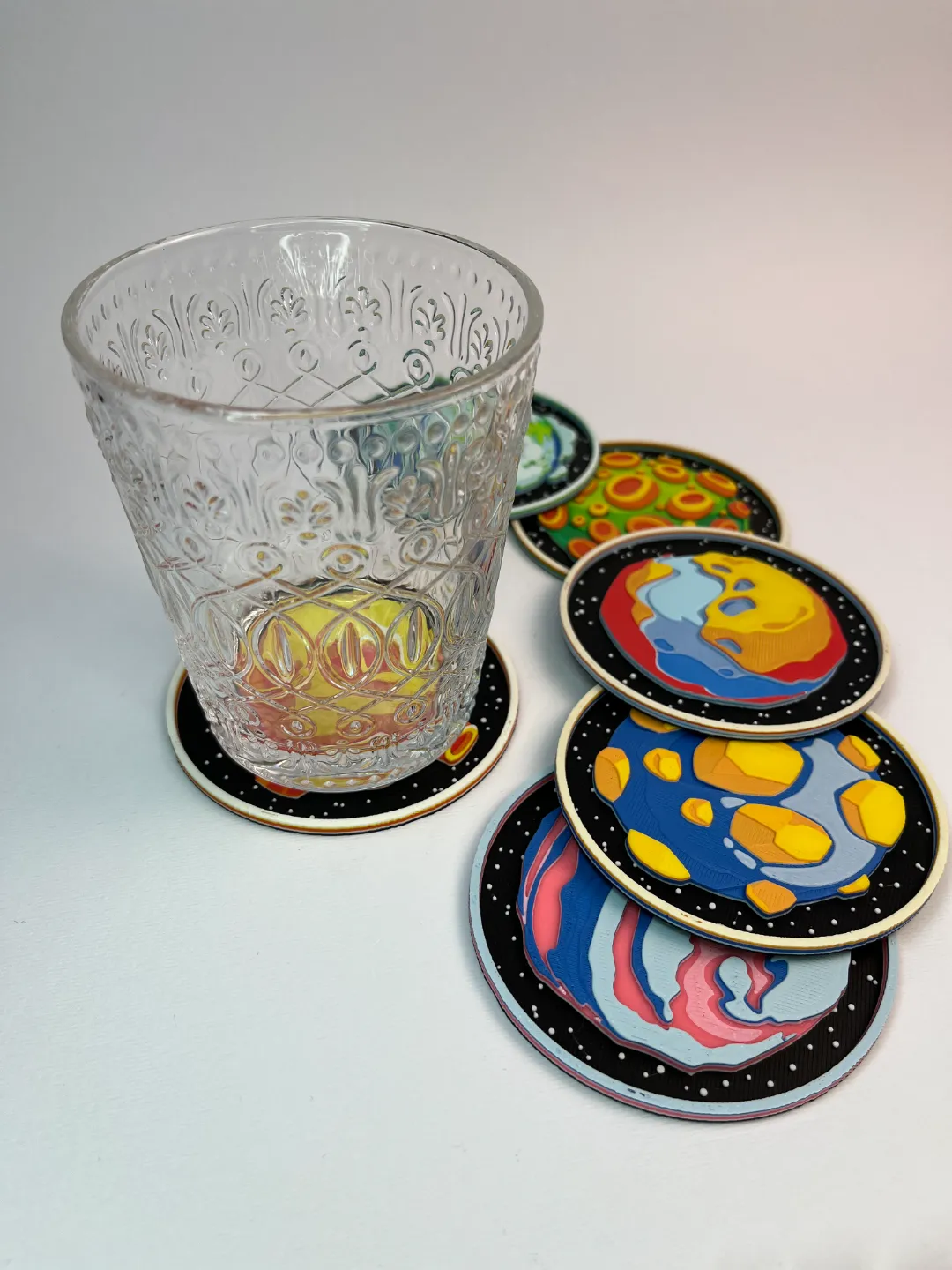 Planets Space Coasters, set of 6 + Coaster Holder