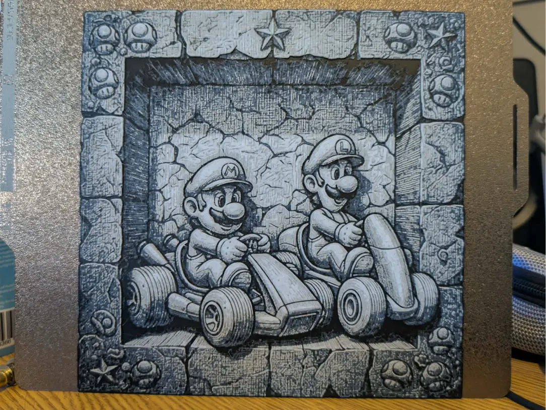 Slate look Mario and Luigi - hueforge