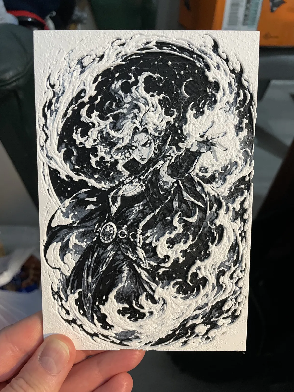 Woman Fire Mage B/W Hueforge
