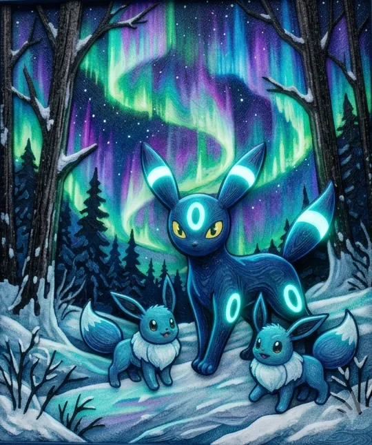 Umbreon & Eevee "Midnight Aurora" HUEFORGE