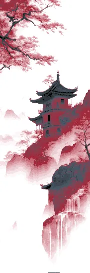 Vietnamese Temple and trees Art - Traditional style set of 3 Bookmarks