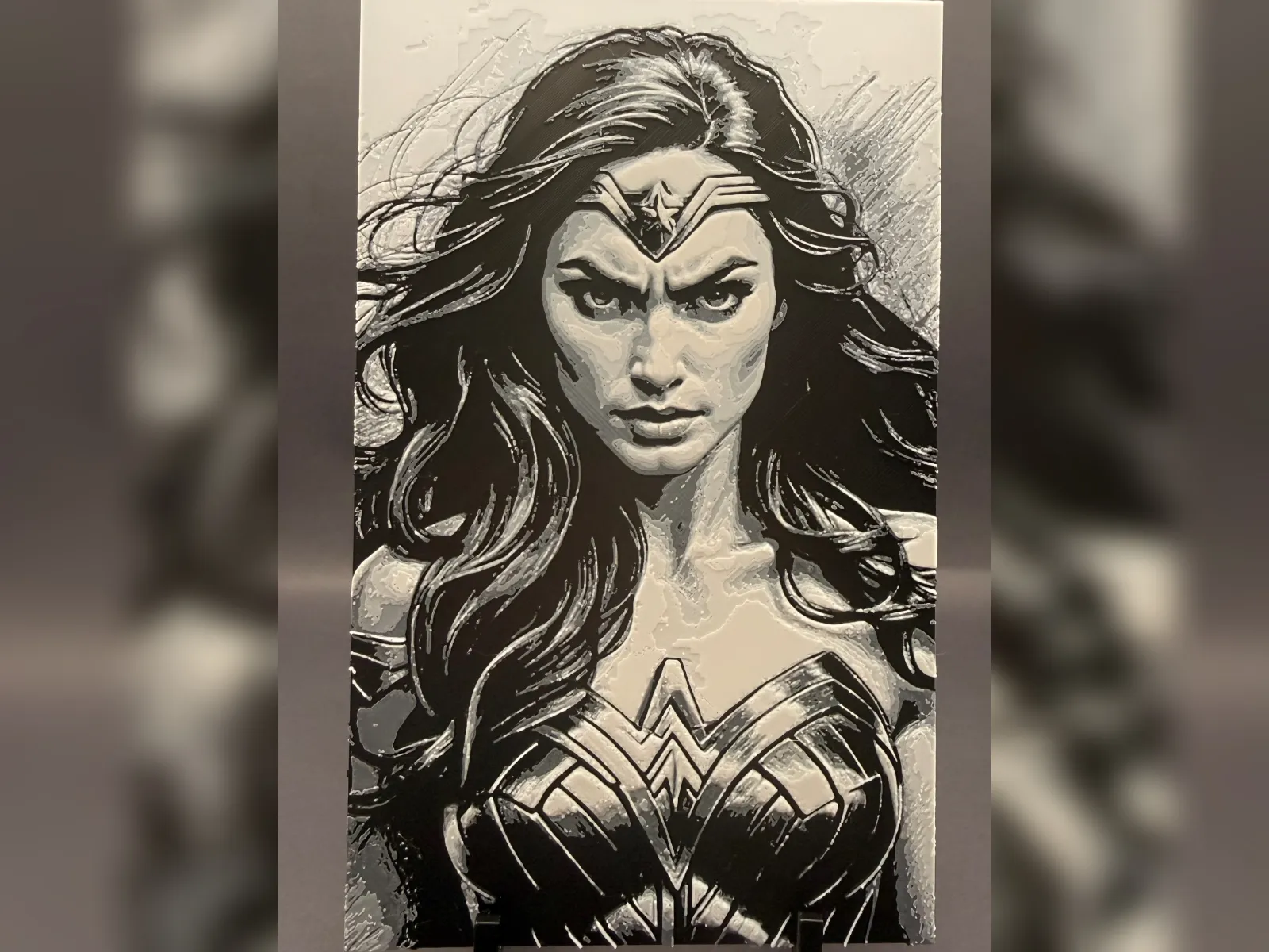 Gal Gadot Wonder Woman Sketch Hueforge Portrait
