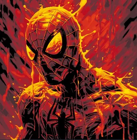 spiderman melting trippy ART HUEFORGE 4 color print 2D art