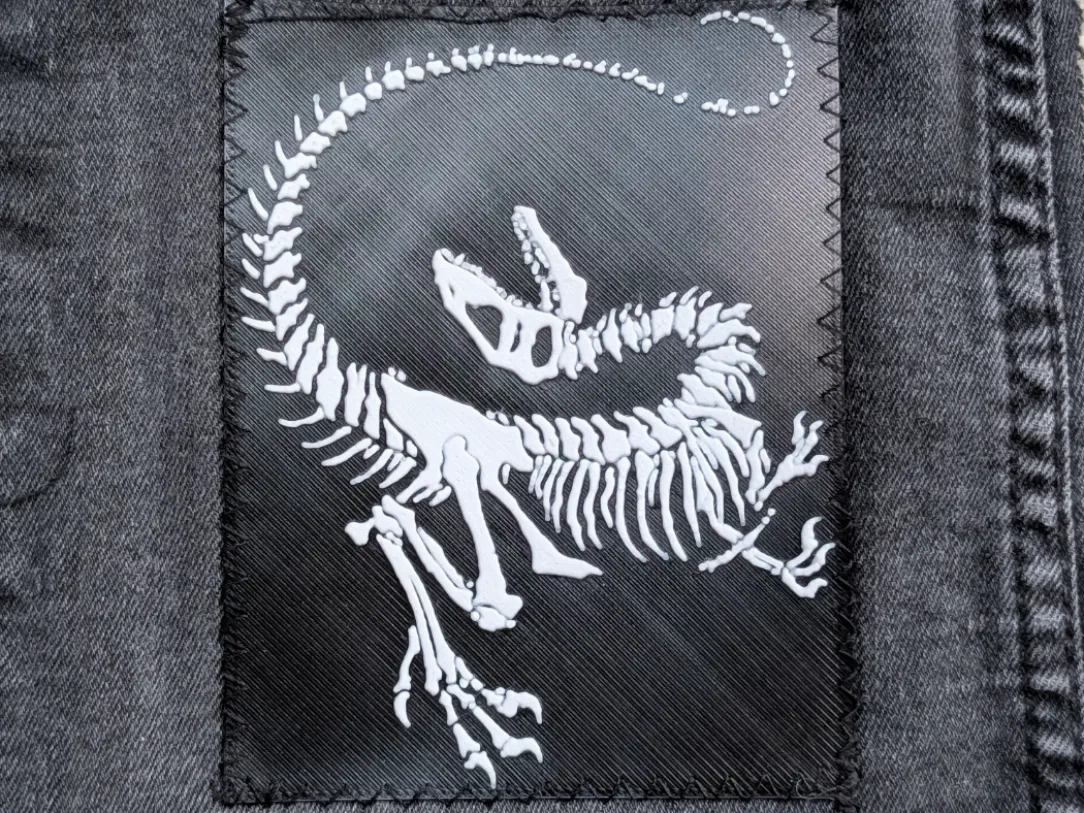 Dino skeleton TPU patch, flexble, easy to sew on