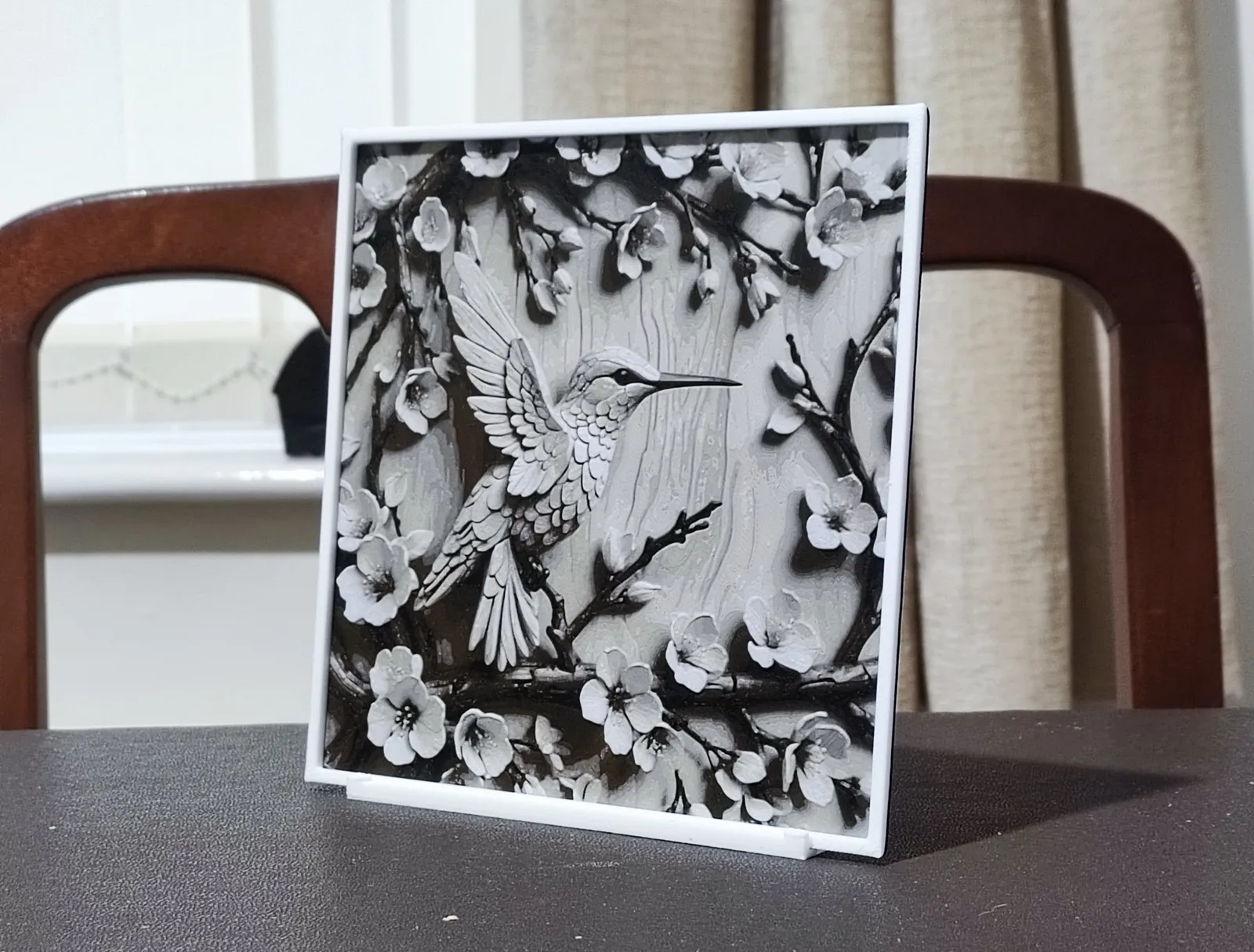 Carved Sakura Hummingbird - 4 Color HueForge