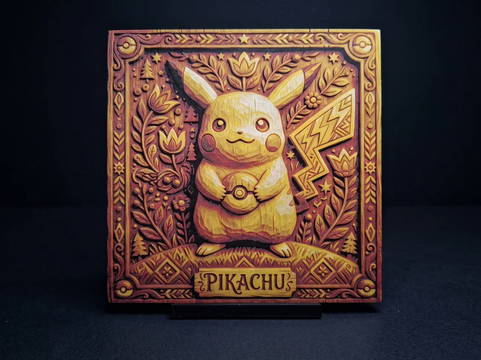 Pikachu Folk Woodart - Hueforge