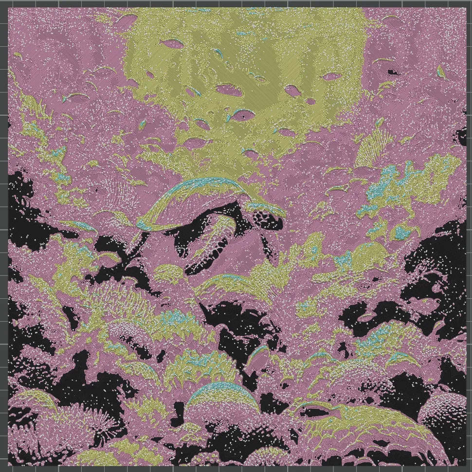 Turtle in sea - Hueforge - Glow in the dark