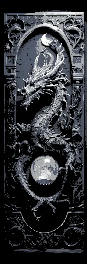 Dragon and the Moon Carvings in Black and White - Set of 3 Bookmarks