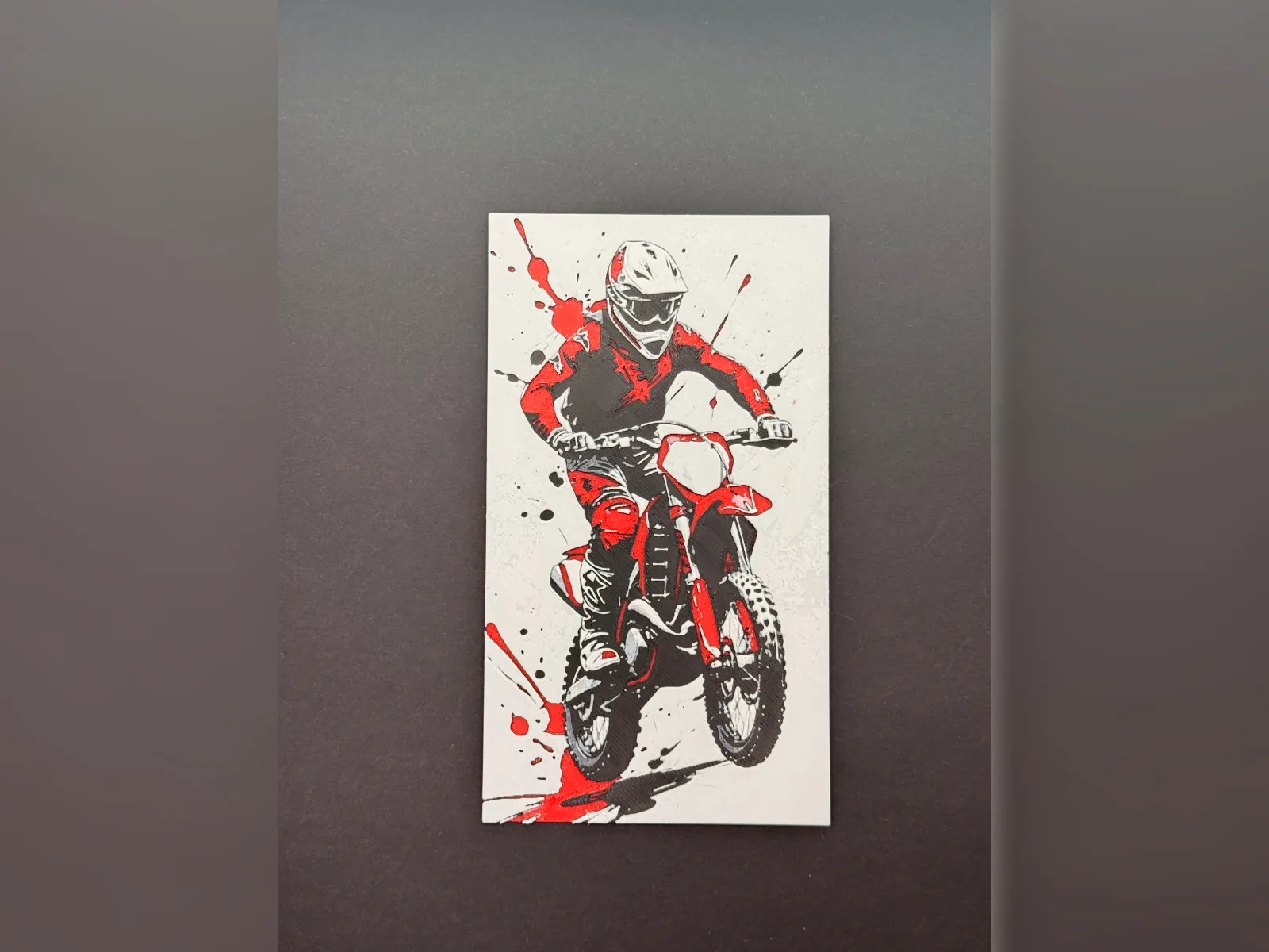 Red Dirt Bike Rider HueForge Print