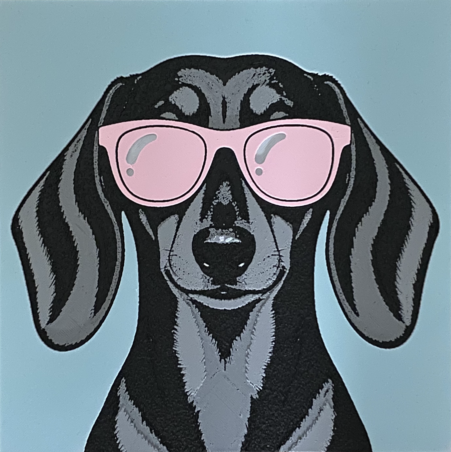 Dachshund with pink sunglasses-Hueforge art