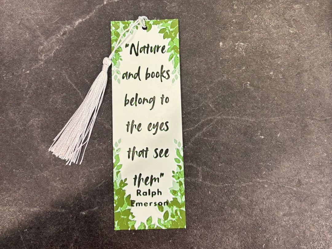 Nature and books quote bookmark hueforge