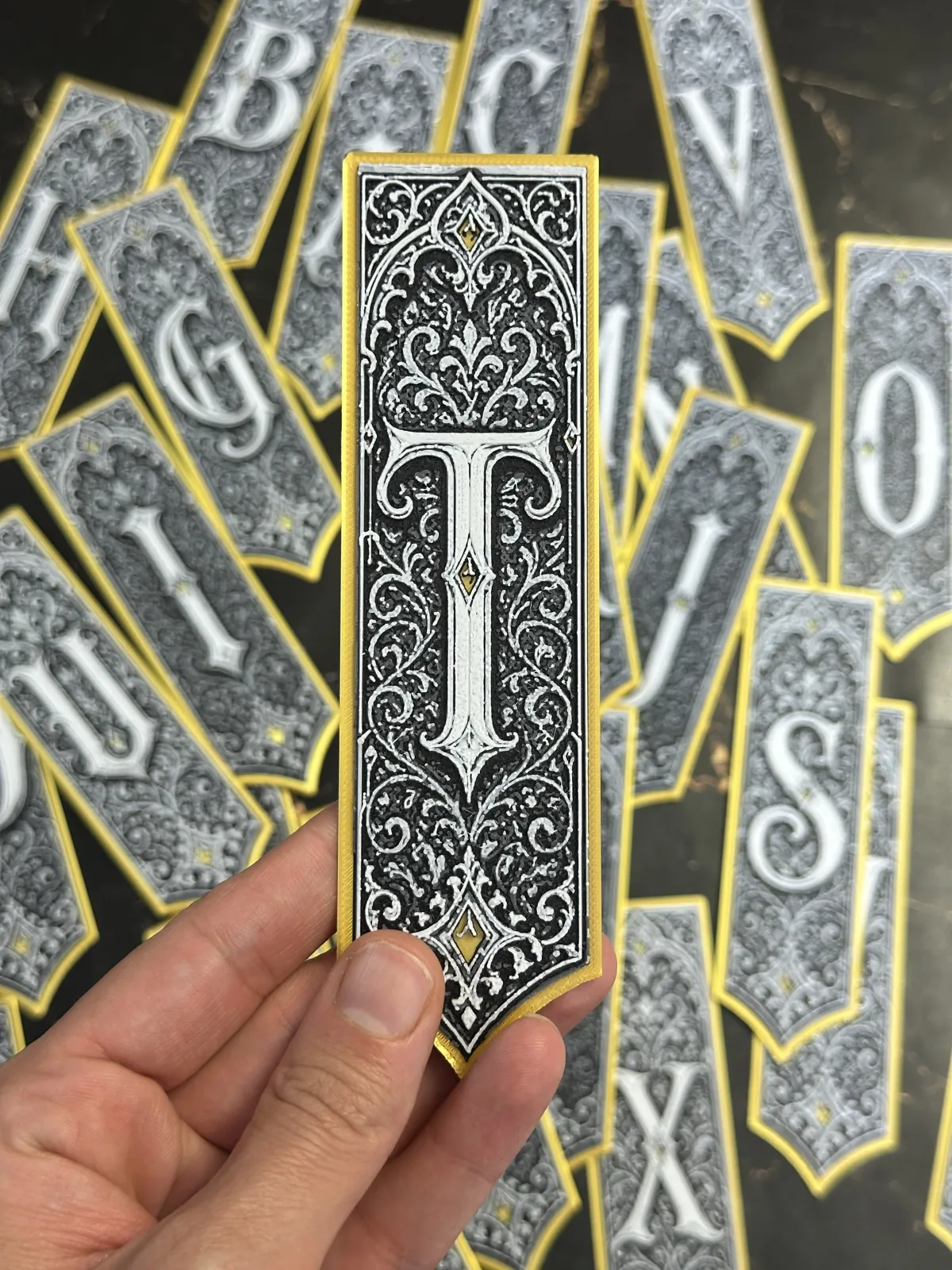 Gothic Letter T Bookmark - HueForge Alphabet