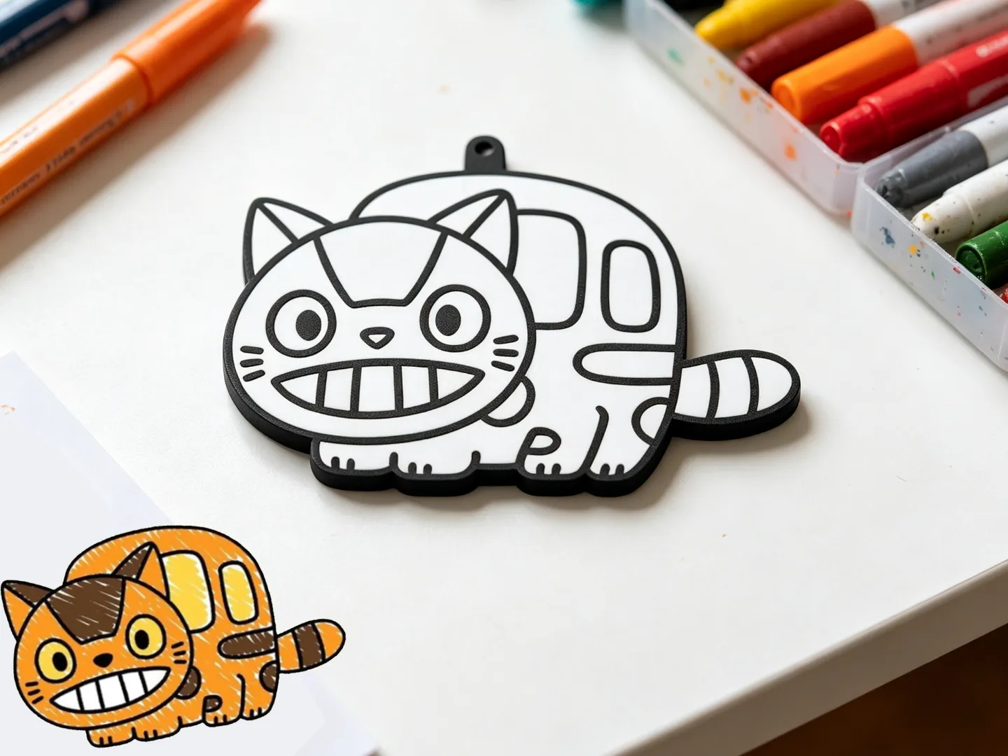 猫巴士涂色画挂件-DIY涂鸦填色手工卡-儿童涂色画画玩具