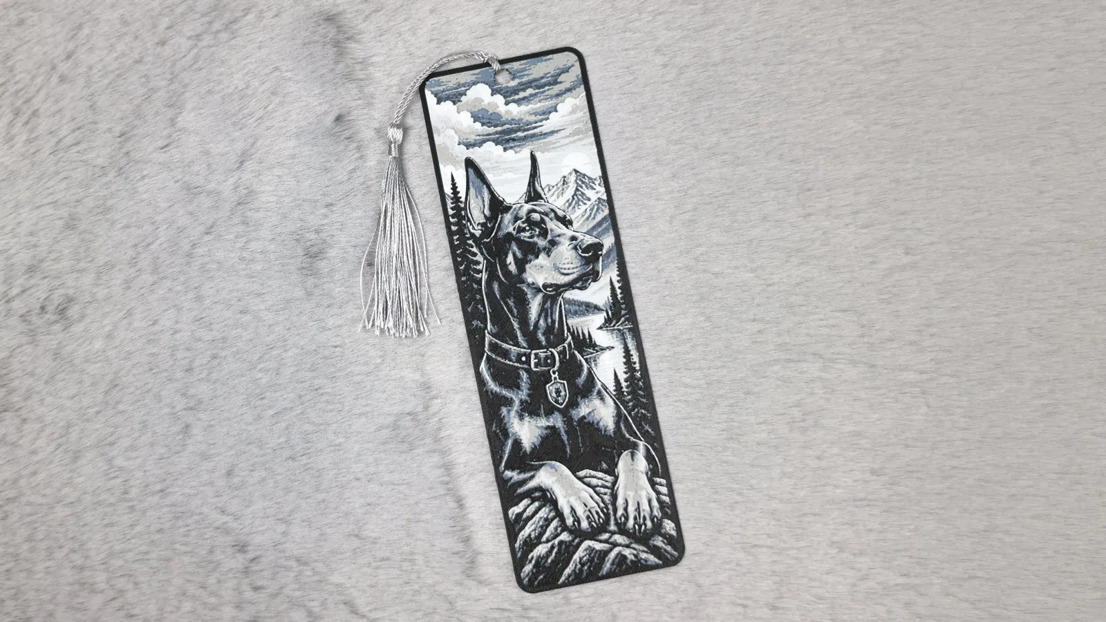 Doberman Mountain Sunset HueForge Bookmark