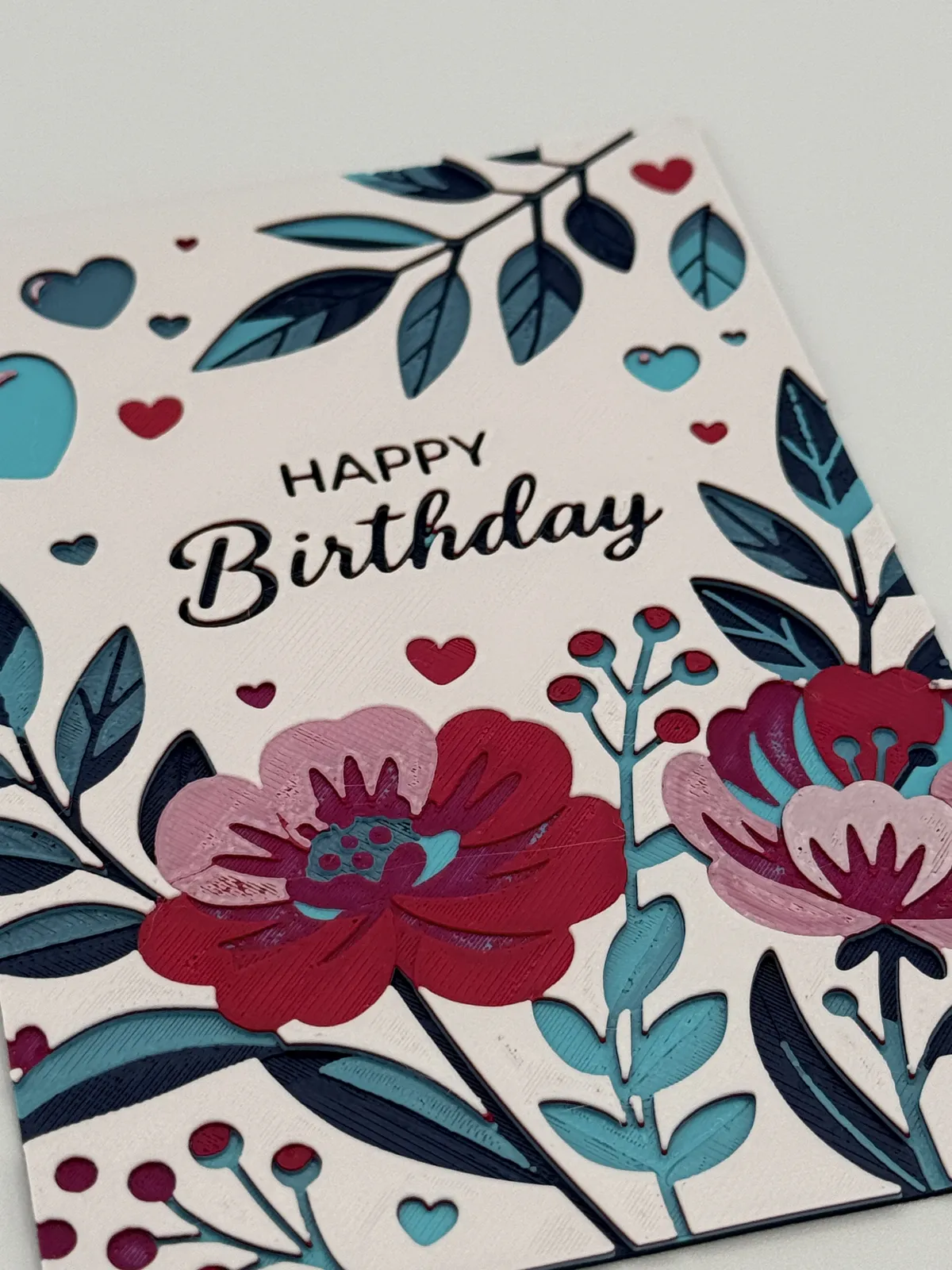 Floral Hearts Birthday Greeting Card/Sign Hueforge