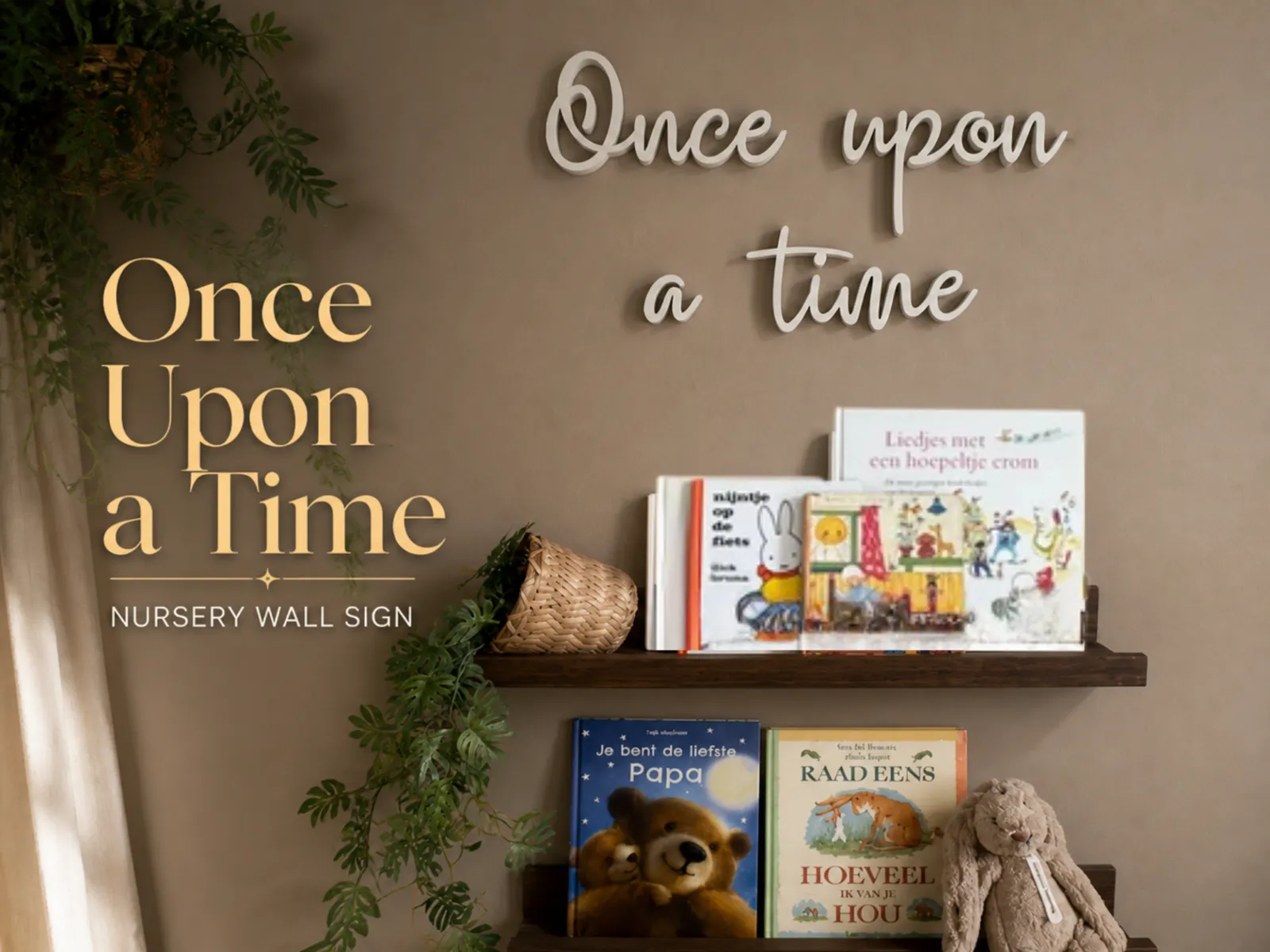 Once Upon a Time Nursery Wall Sign Bookcase Decor