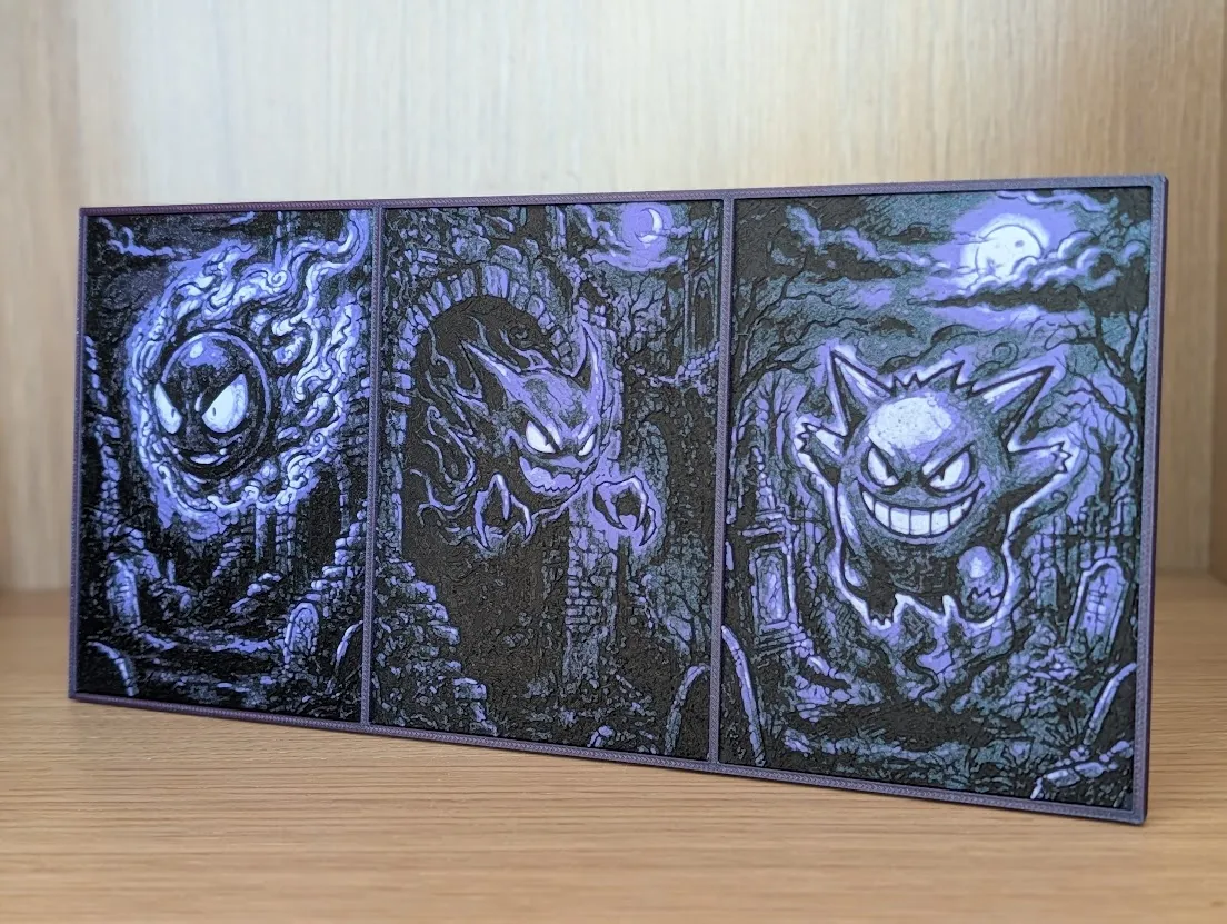 Gastly, Haunter & Gengar Pokemon Hueforge & Frame