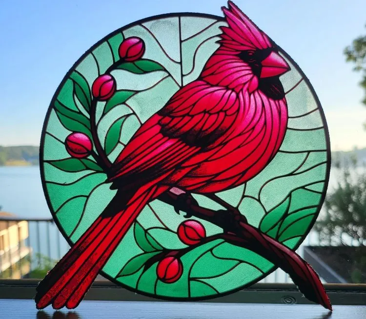 Stained Glass HueForge Cardinal