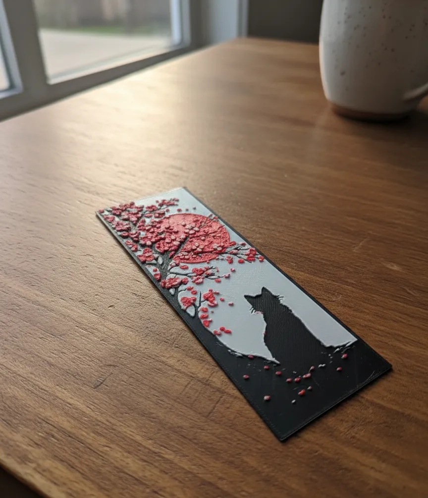 Valentine’s Gift: Sakura Moon Cat - Bookmark