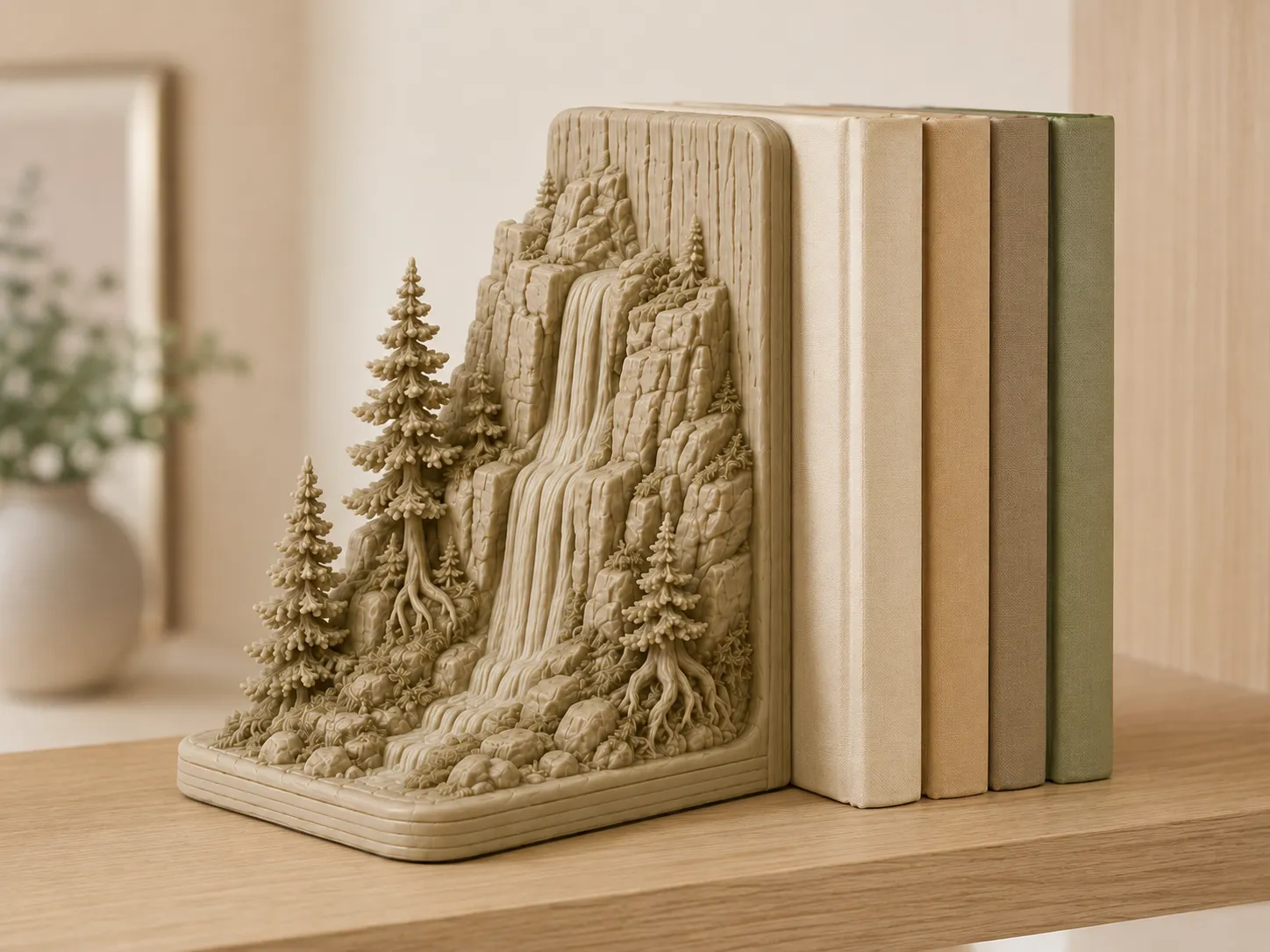 Waterfall Forest Bookend – Nature Book Holder