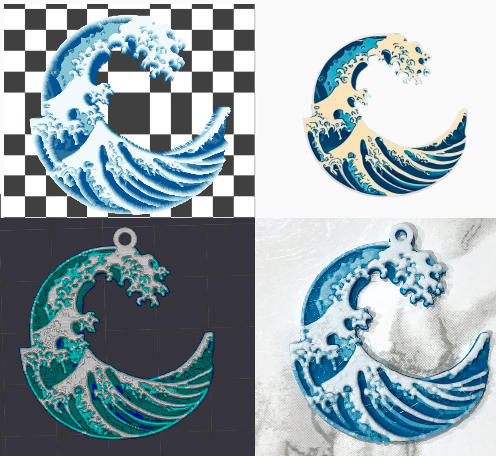 The Great Wave off Kanagawa HueForge Earrings