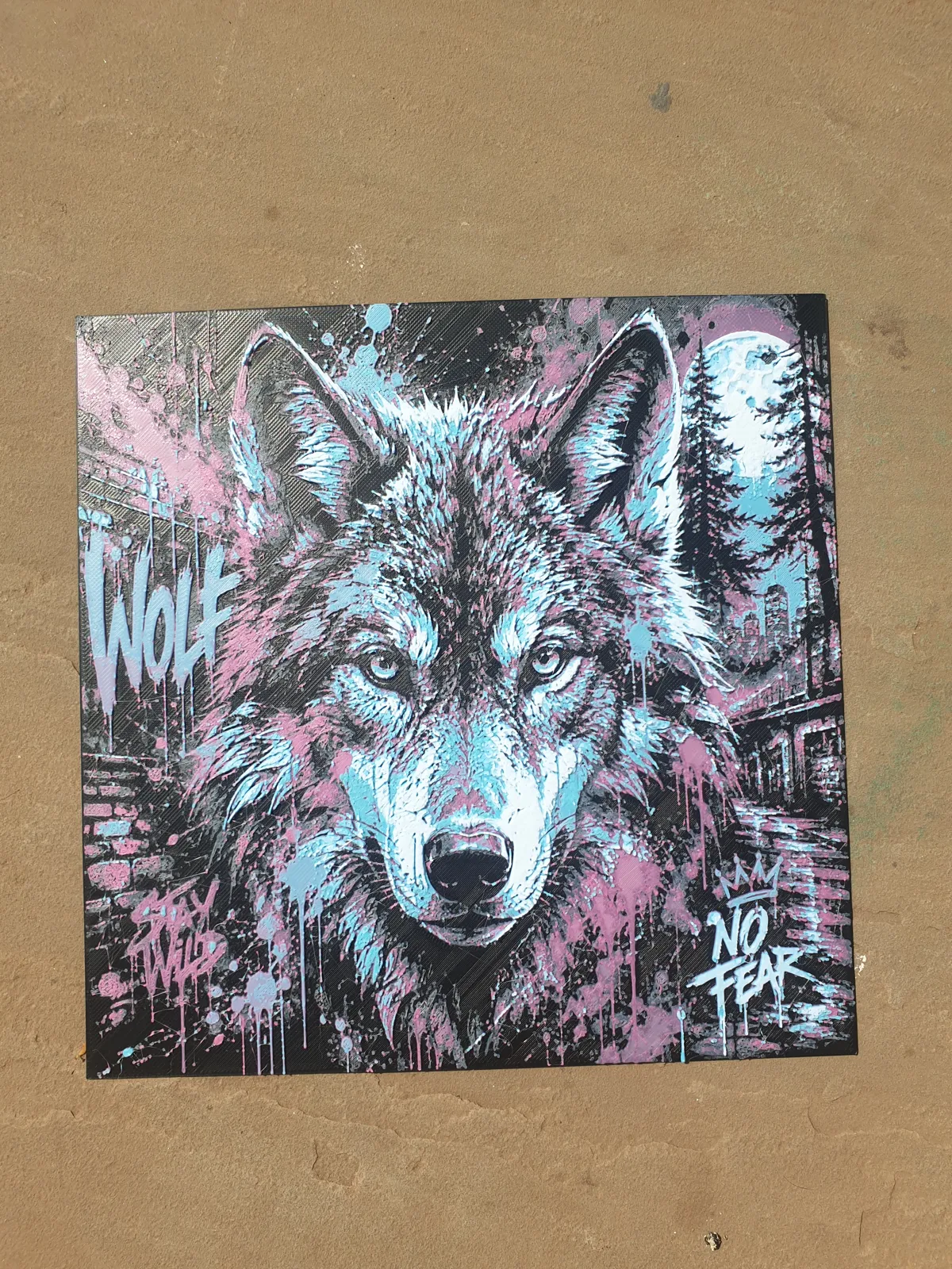 Graffiti Wolf 5 Colour HueForge Wall Art