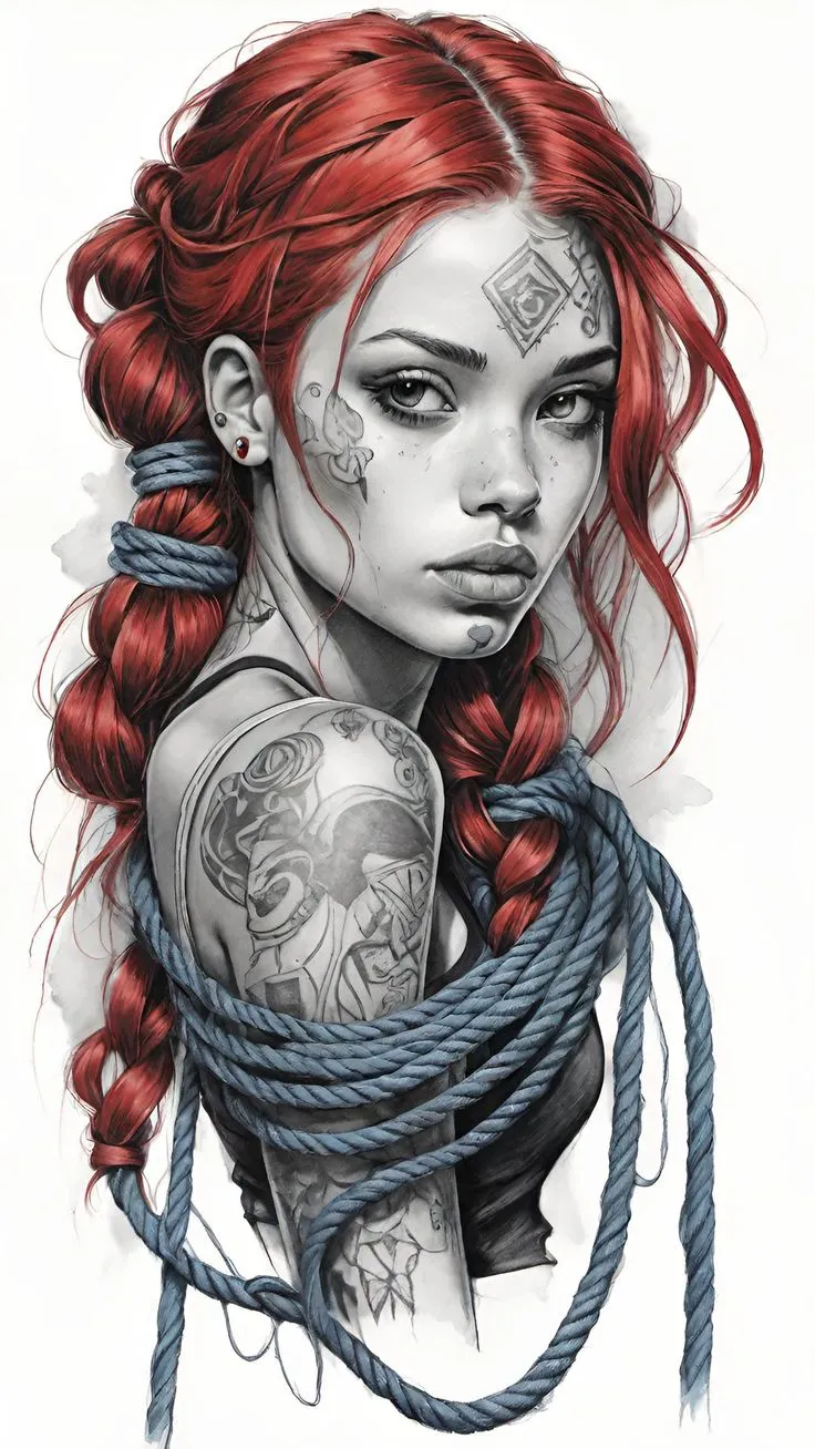 تابلو دیواری «Red hair Girl hueforge»