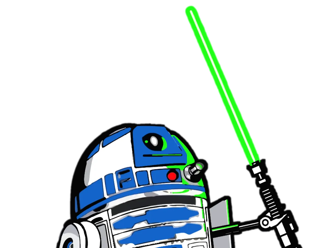 R2D2 with lightsaber