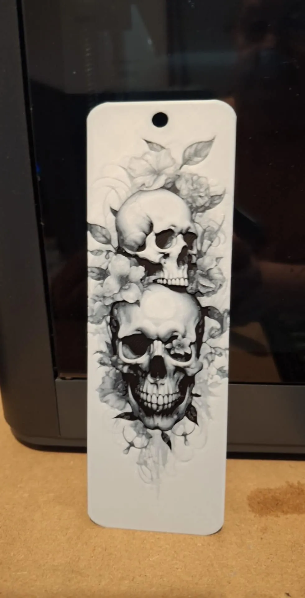 Skull and flowers bookmark - Just 2 colours v4