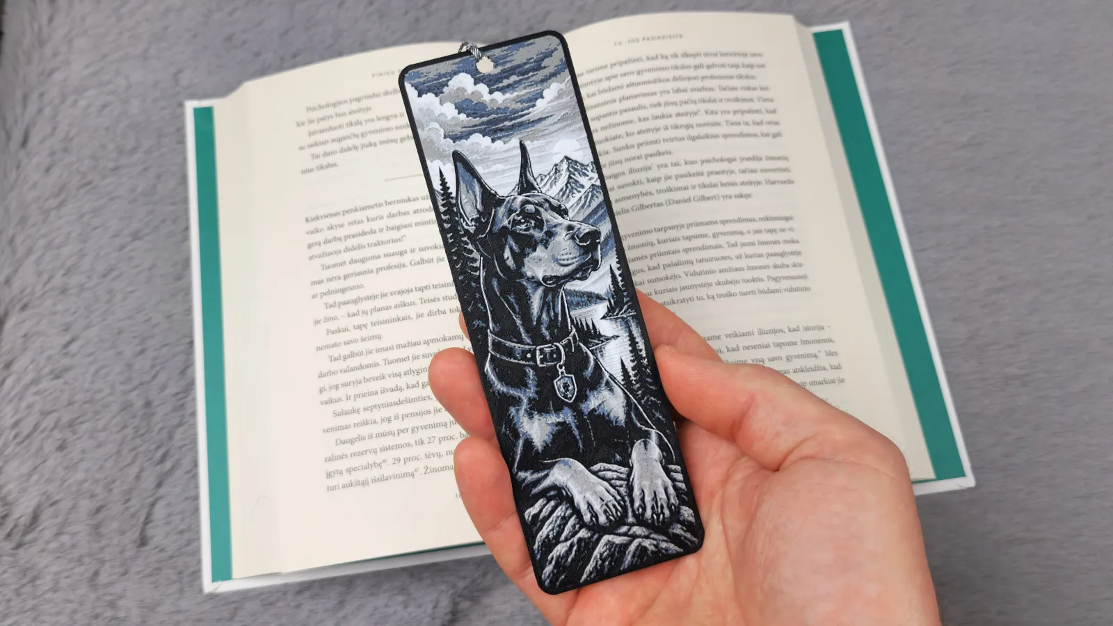 Doberman Mountain Sunset HueForge Bookmark