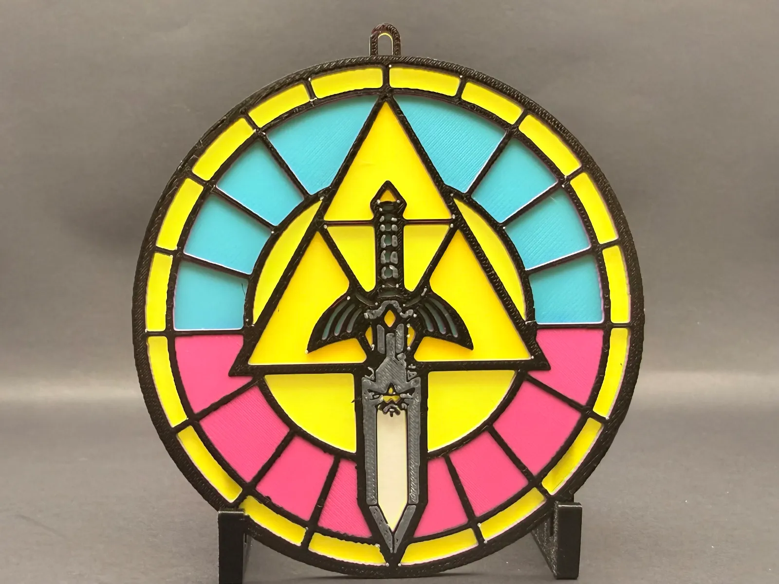 Zelda Triforce Stained Glass Hanging Print